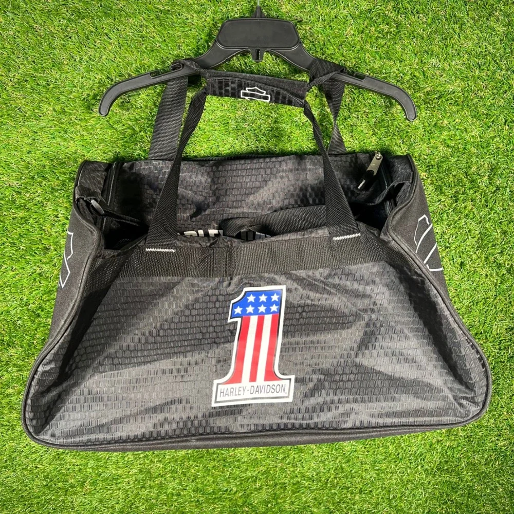 Harley-Davidson Black Duffle Bag #1 Stars Stripes Logo‎ Honeycomb Travel Gym